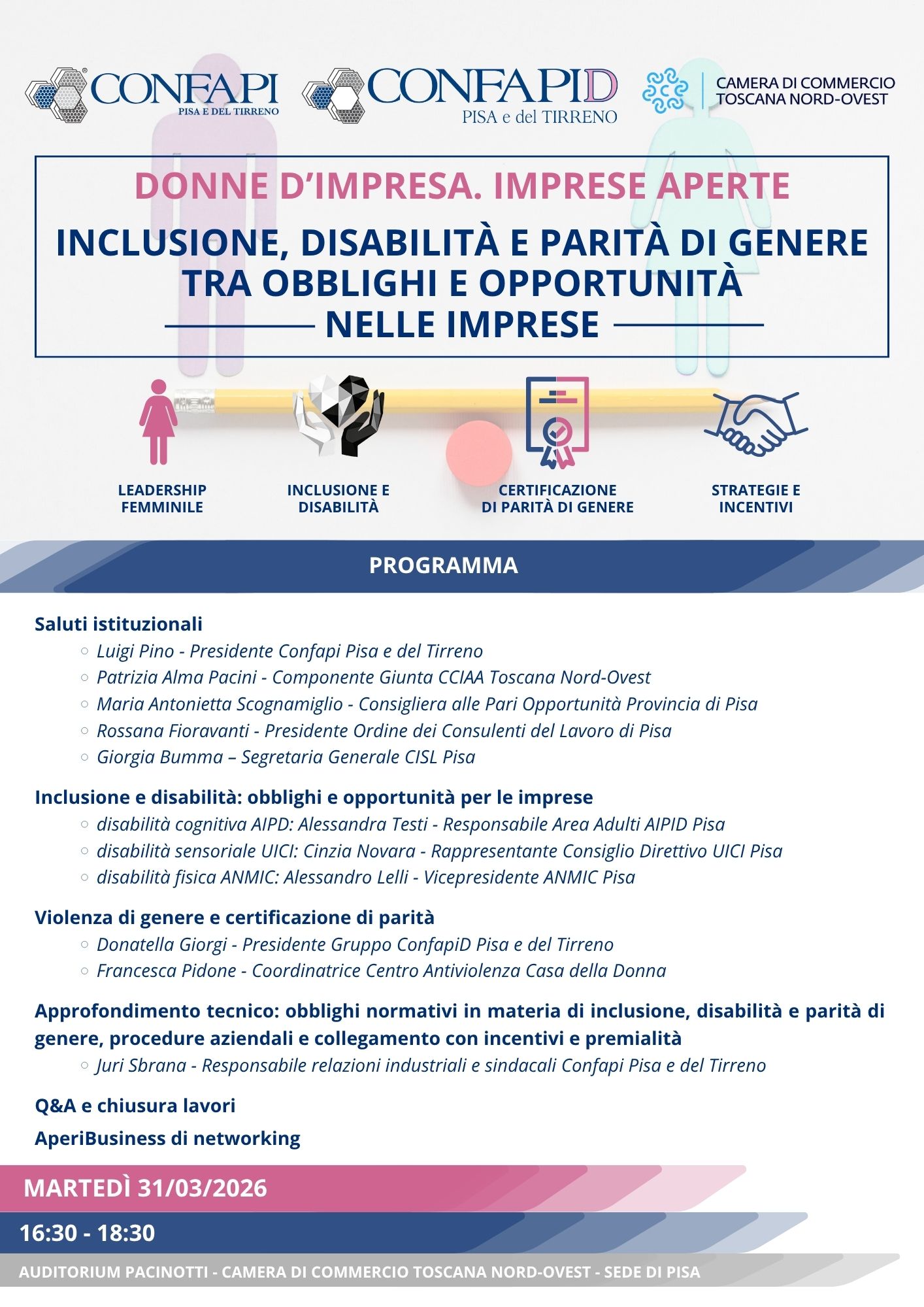 Donne d’Impresa. Imprese Aperte: incontro su inclusione, disabilità e parità di genere