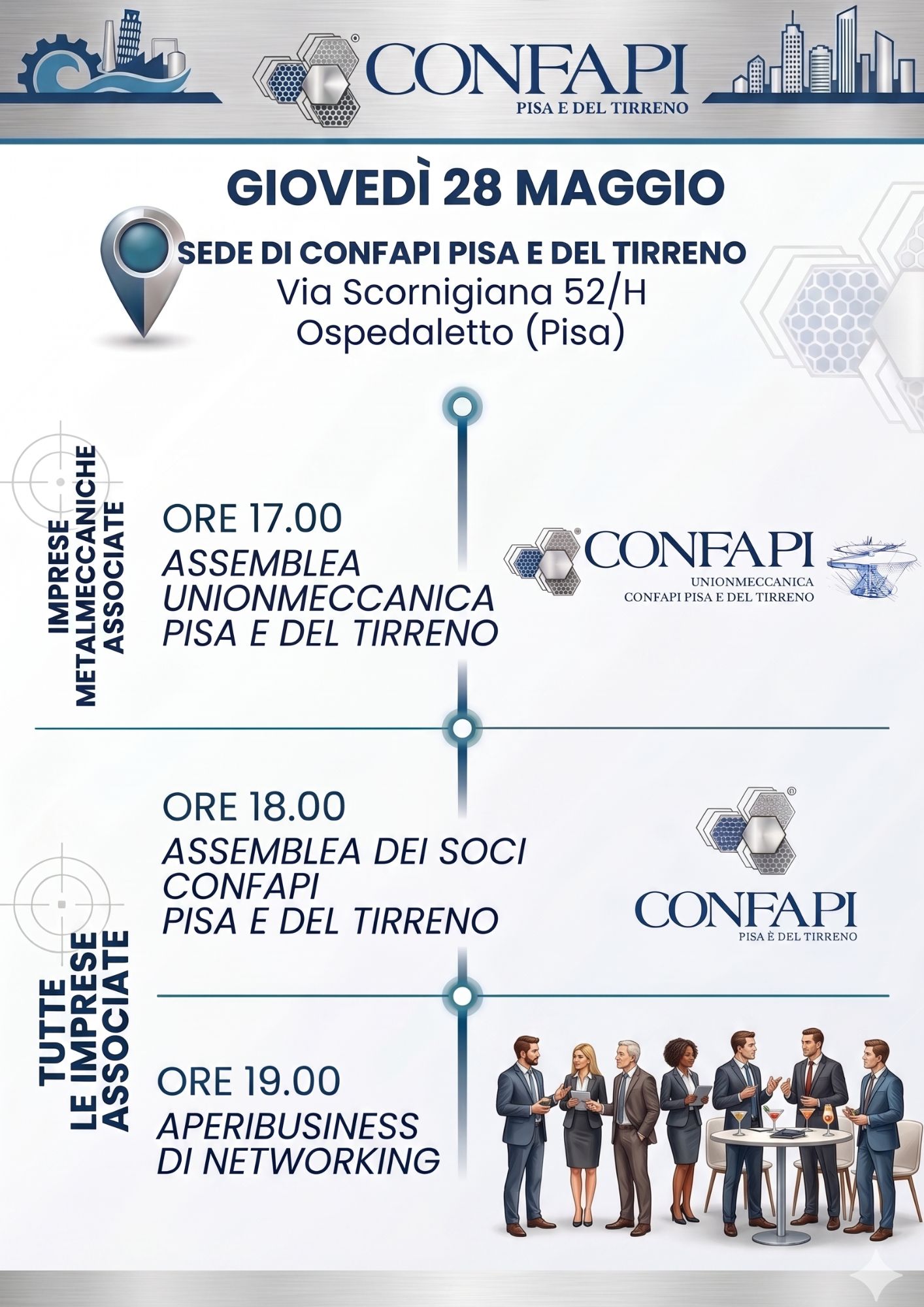 28 Maggio 2026 - Assemblea dei Soci Confapi Pisa e del Tirreno e Assemblea Unionmeccanica Pisa e del Tirreno