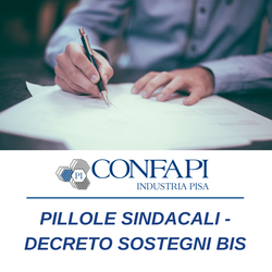 PILLOLE SINDACALI - DECR. SOSTEGNI BIS Confapi Pisa e del Tirreno